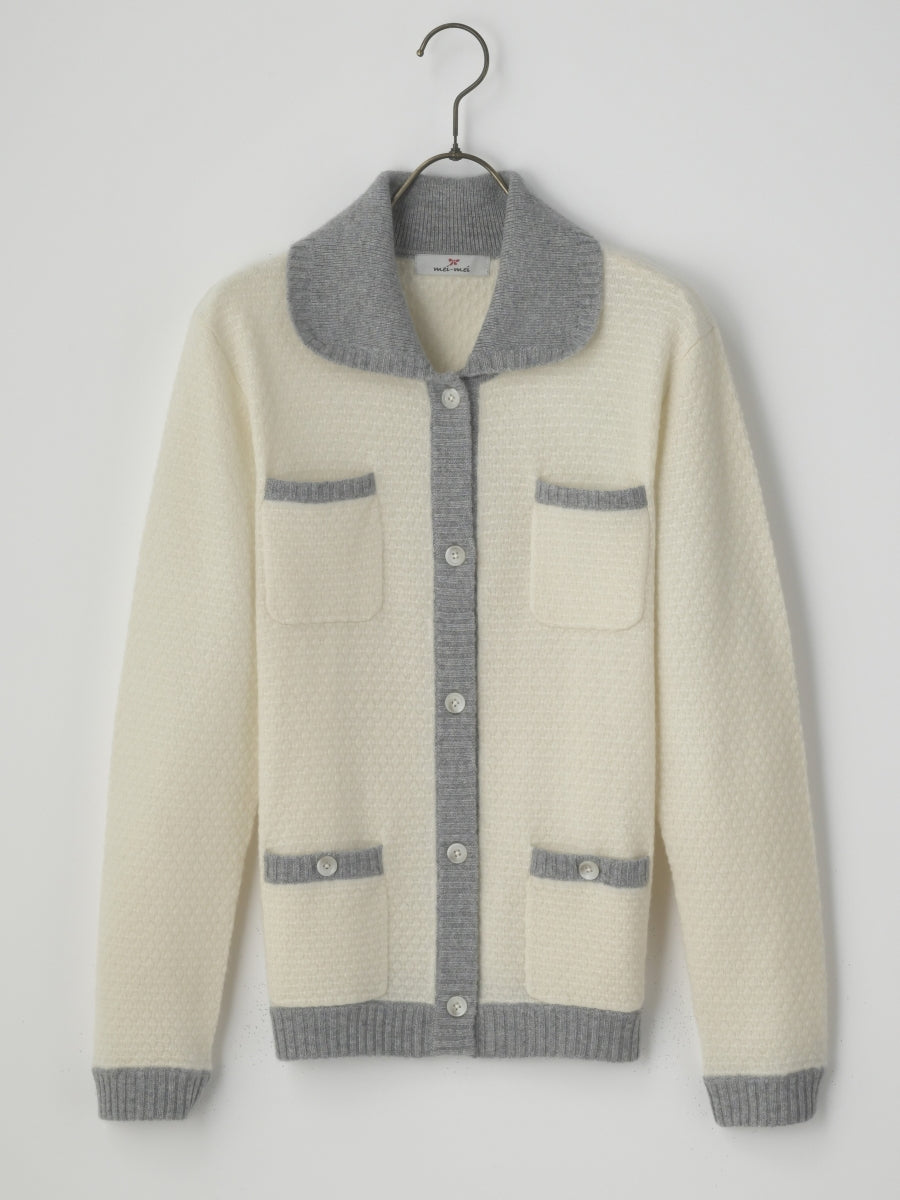 最上級カシミヤ100 mei-mei PLATINUMカーディガン mei-mei】最高級カシミヤ100％ミニケーブルカーディガン