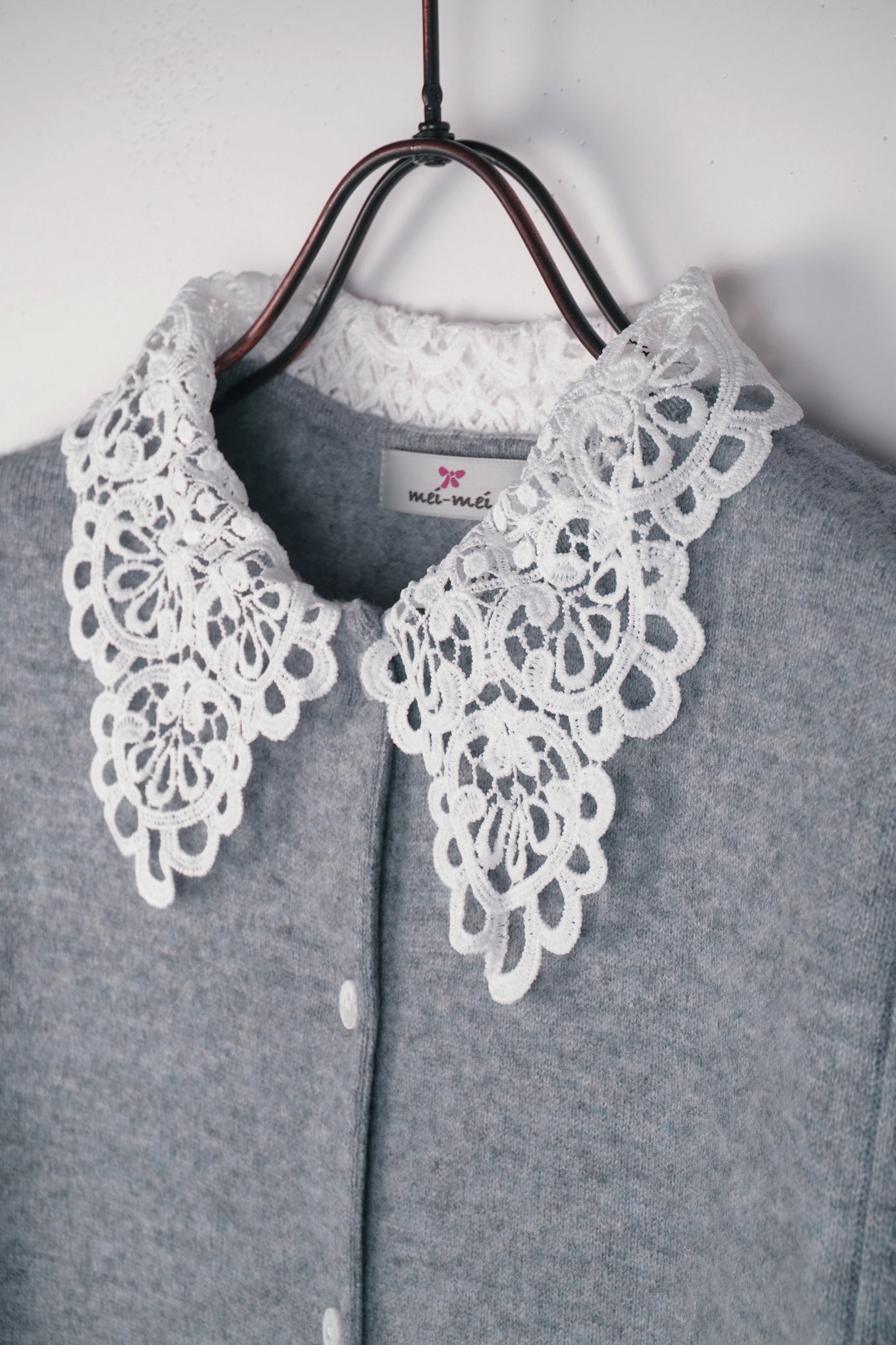 【mei-mei】カシミヤ100％ケミカルレースカーディガン