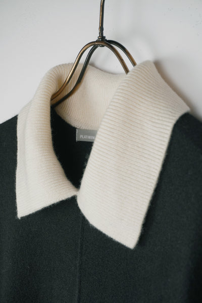 【PLATINUM mei-mei】25カシミヤ100％ポロカラーワンピース