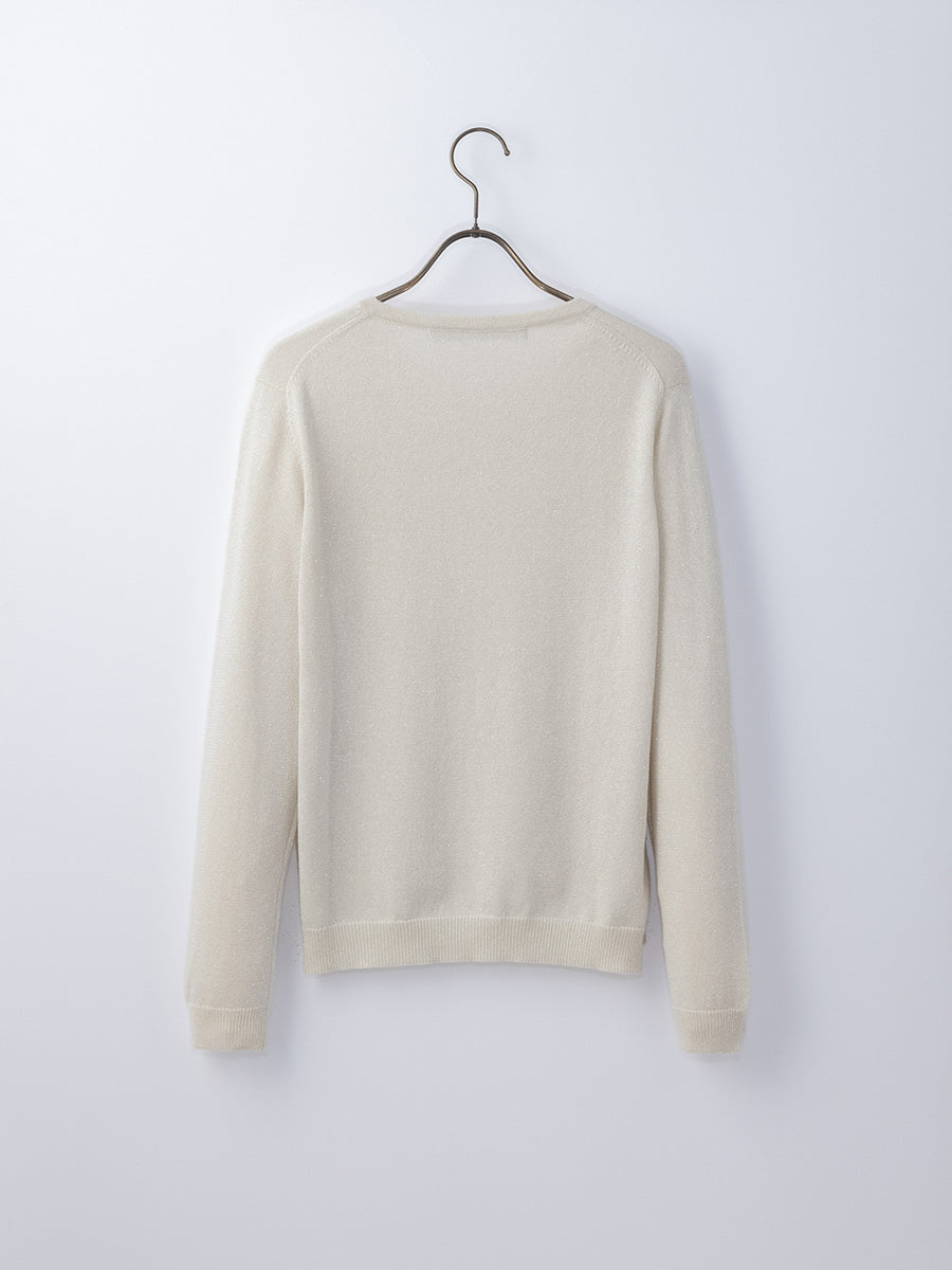 platinum-mei-mei】シルクカシミヤALLラメクルーネックセーター