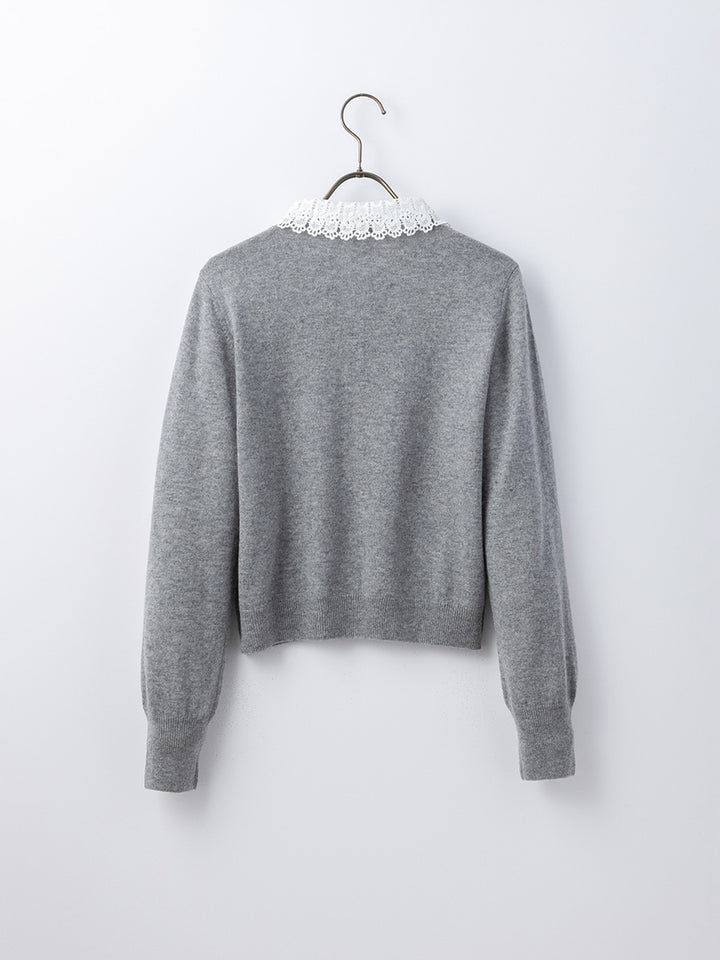 platinum-mei-mei】カシミヤ100％レースアップカーディガン – プラチナ