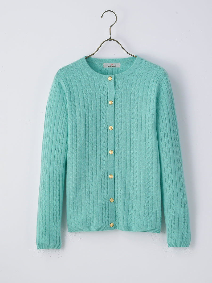 platinum-mei-mei】カシミヤ100％ミニケーブルカーディガン②