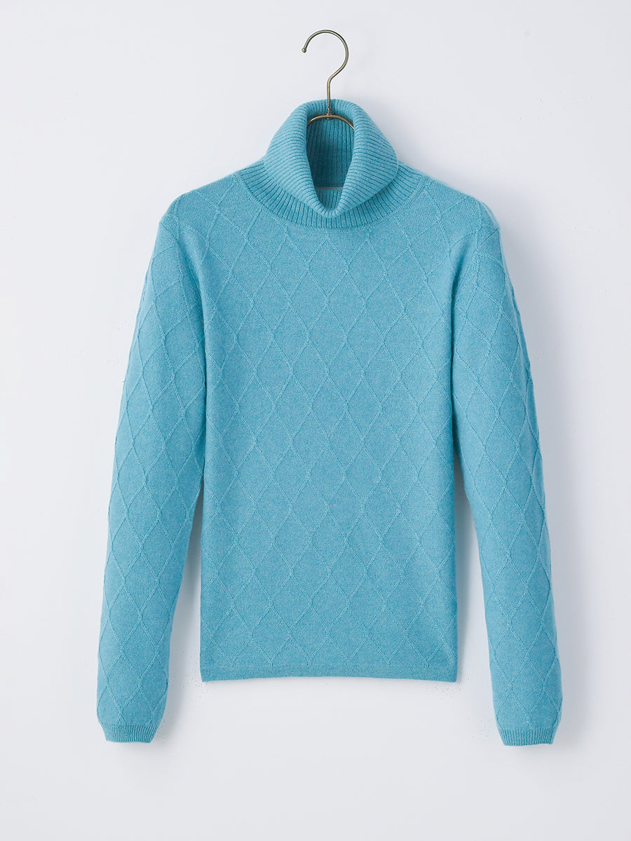 美品　ダーマコレクション　カシミヤ100%セーター青 ニット 長袖 レディース 紳士綿カシミヤクルーセーター （ニット・セーター）｜FUKUZO