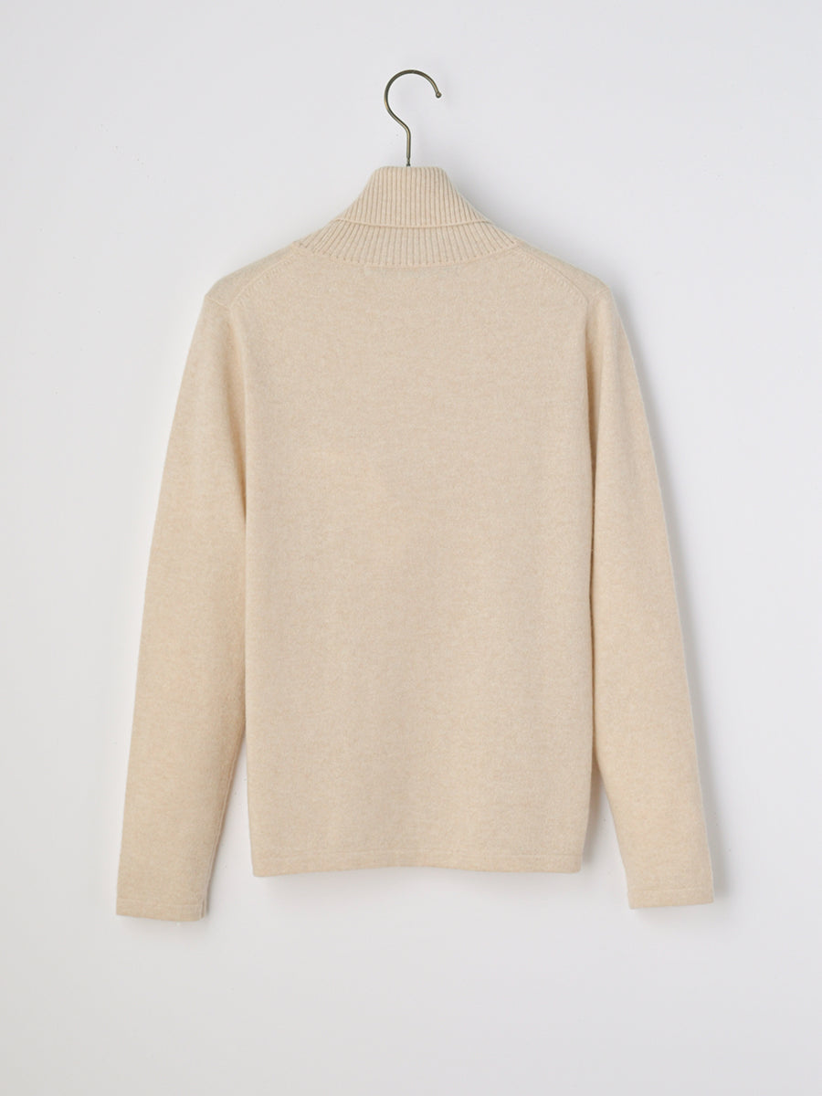 マイラン　カシミア100%セーター Cashmere High Neck Border Knit Top | Sky / Green – MYLAN
