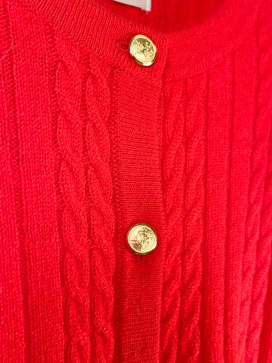 mei-mei】最高級カシミヤ100％ミニケーブルカーディガン