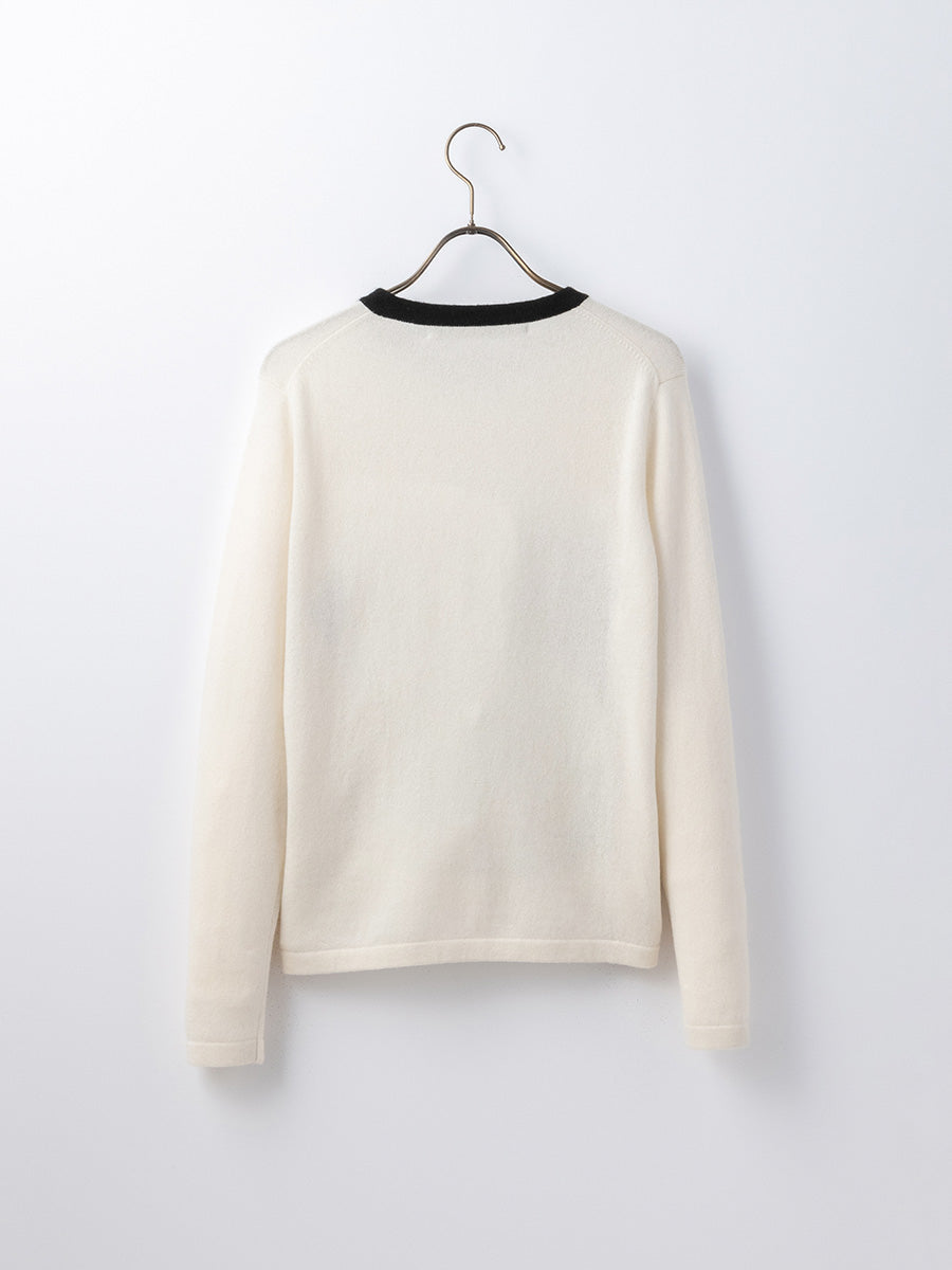 platinum-meimeiカシミヤ100%チェンジレースクルーネックセーター platinum-mei-mei】カシミヤ100％チェンジレースクルーネックセーター