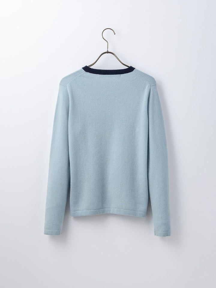 platinum-mei-mei】カシミヤ100％チェンジレースクルーネックセーター