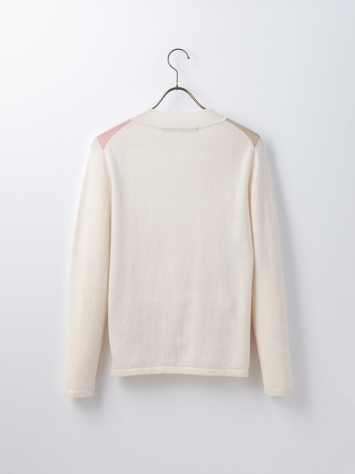 platinum-mei-mei】カシミヤ100％アーガイルクルーネックセーター①