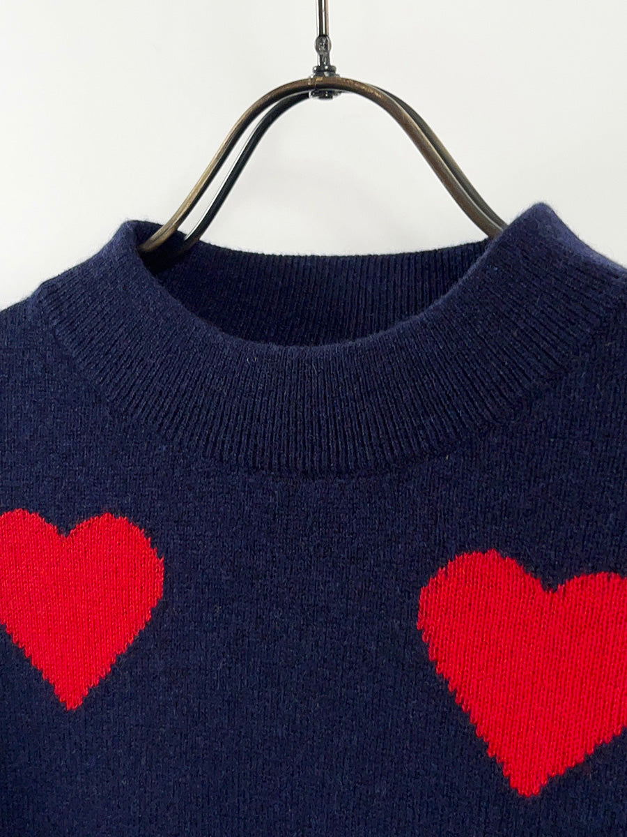 platinum-mei-mei】カシミヤ100％ラブハートクルーネックセーター