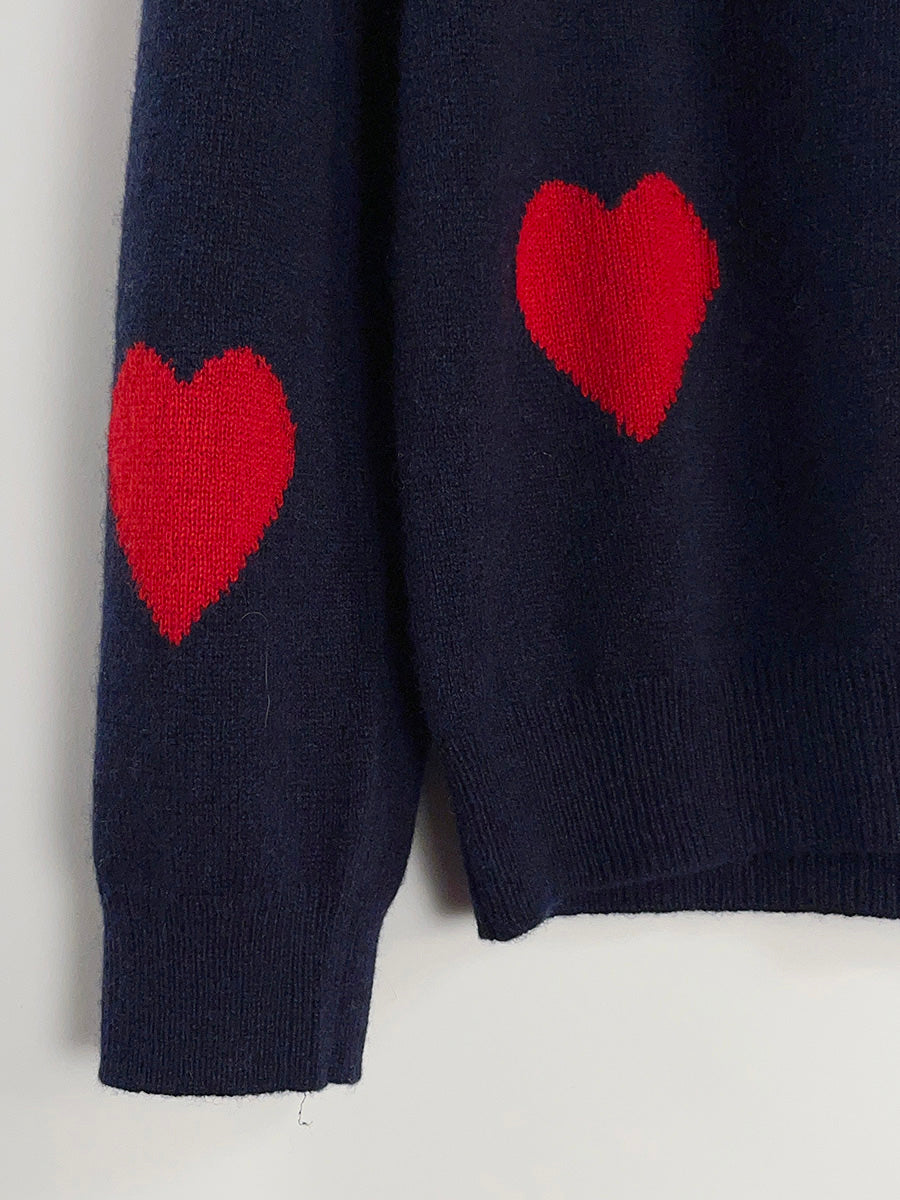 platinum-mei-mei】カシミヤ100％ラブハートクルーネックセーター