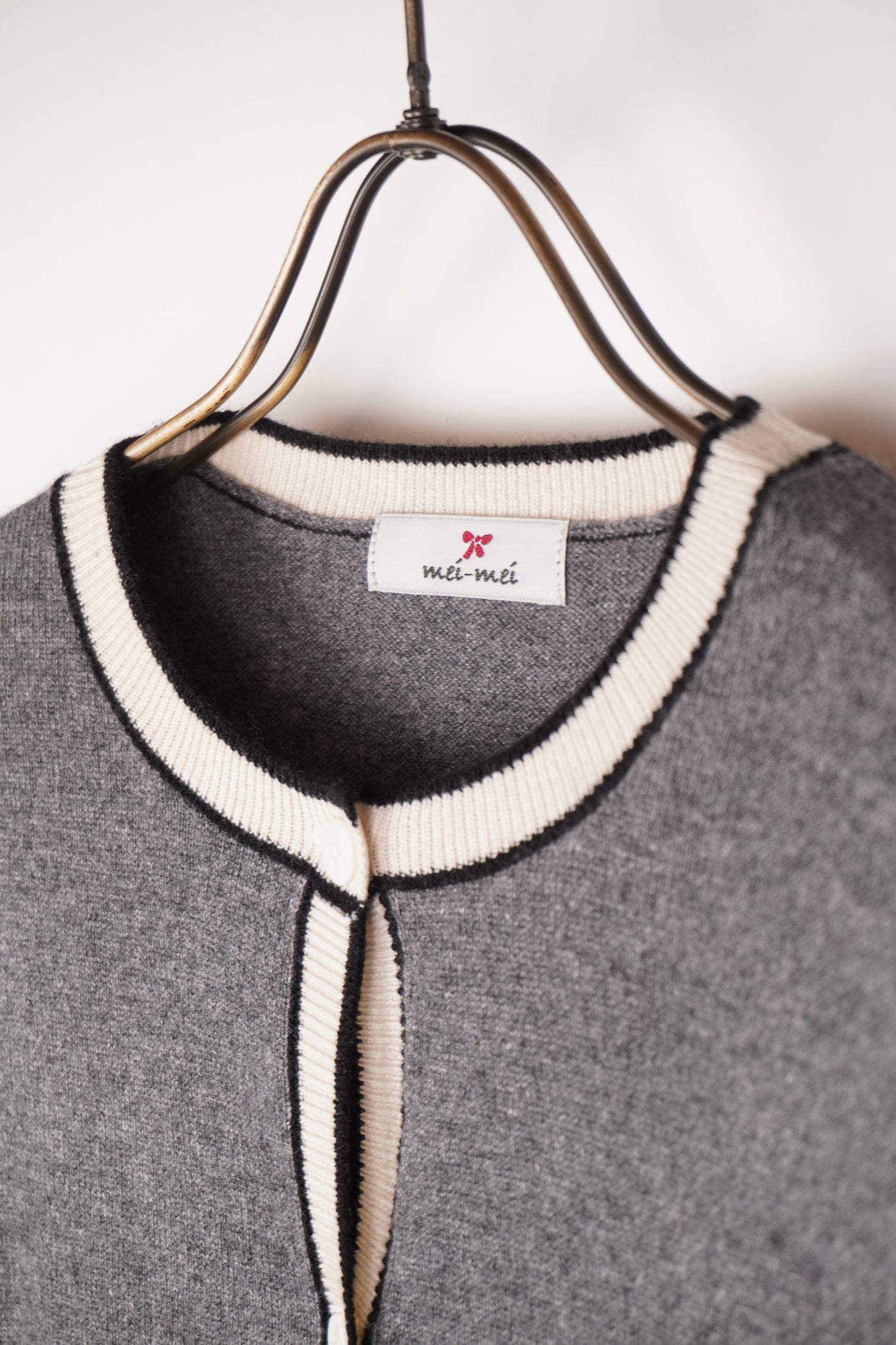 【mei-mei】25シルクカシミヤ配色ボタンカーディガン