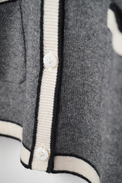 【mei-mei】25シルクカシミヤ配色ボタンカーディガン