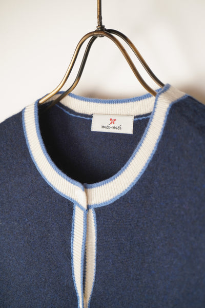 【mei-mei】25シルクカシミヤ配色ボタンカーディガン