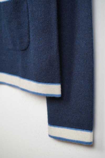 【mei-mei】25シルクカシミヤ配色ボタンカーディガン