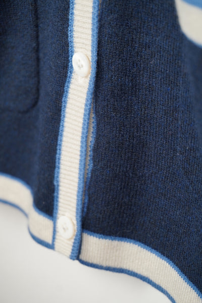 【mei-mei】25シルクカシミヤ配色ボタンカーディガン