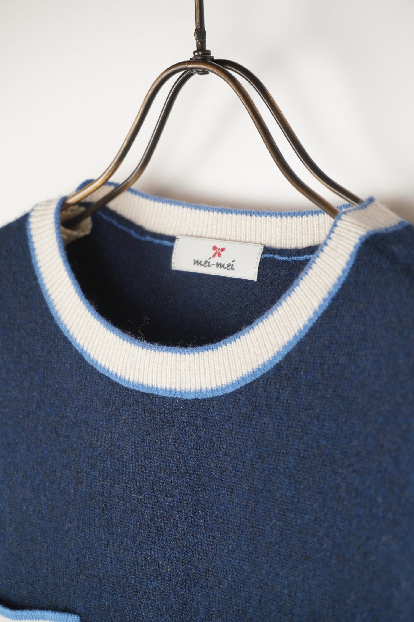 【mei-mei】25シルクカシミヤ配色ポケットセーター