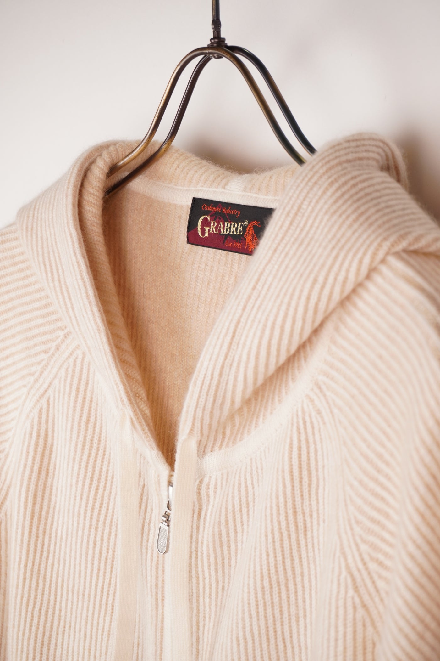 【GRABRE】25最高級カシミヤ100％2重双編みジップアップフーディー