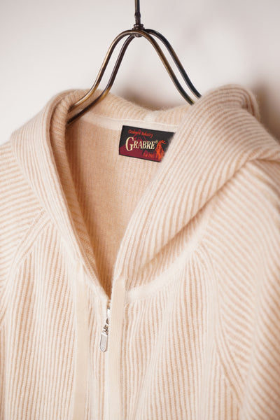 【GRABRE】25最高級カシミヤ100％2重双編みジップアップフーディー