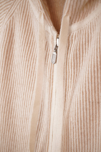 【GRABRE】25最高級カシミヤ100％2重双編みジップアップフーディー