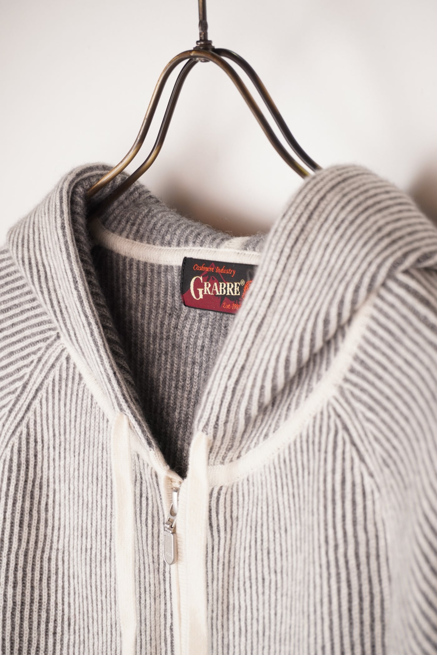 【GRABRE】25最高級カシミヤ100％2重双編みジップアップフーディー