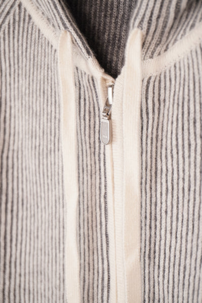 【GRABRE】25最高級カシミヤ100％2重双編みジップアップフーディー