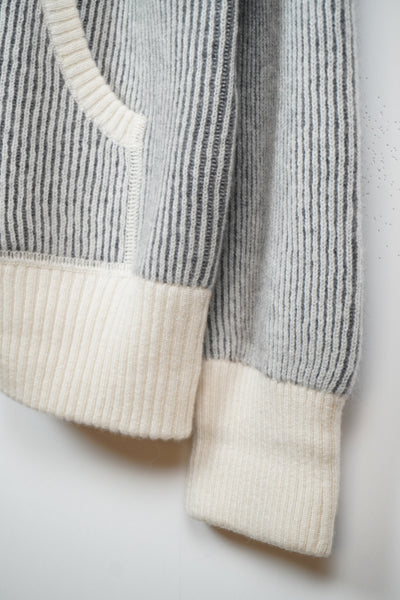 【GRABRE】25最高級カシミヤ100％2重双編みジップアップフーディー