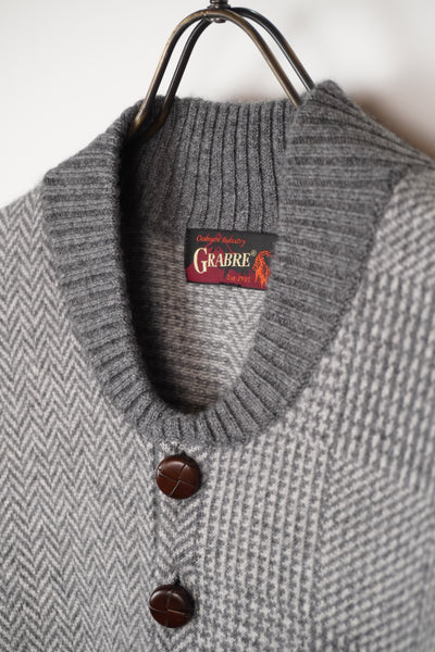 【GRABRE】25最高級カシミヤ100％ヘンリーネックパッチワークセーター