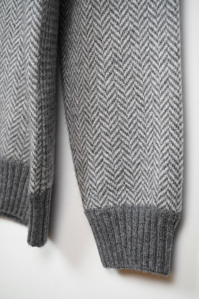 【GRABRE】25最高級カシミヤ100％ヘンリーネックパッチワークセーター