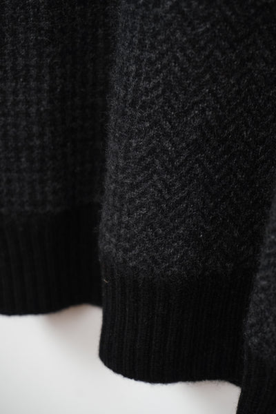 【GRABRE】25最高級カシミヤ100％ヘンリーネックパッチワークセーター