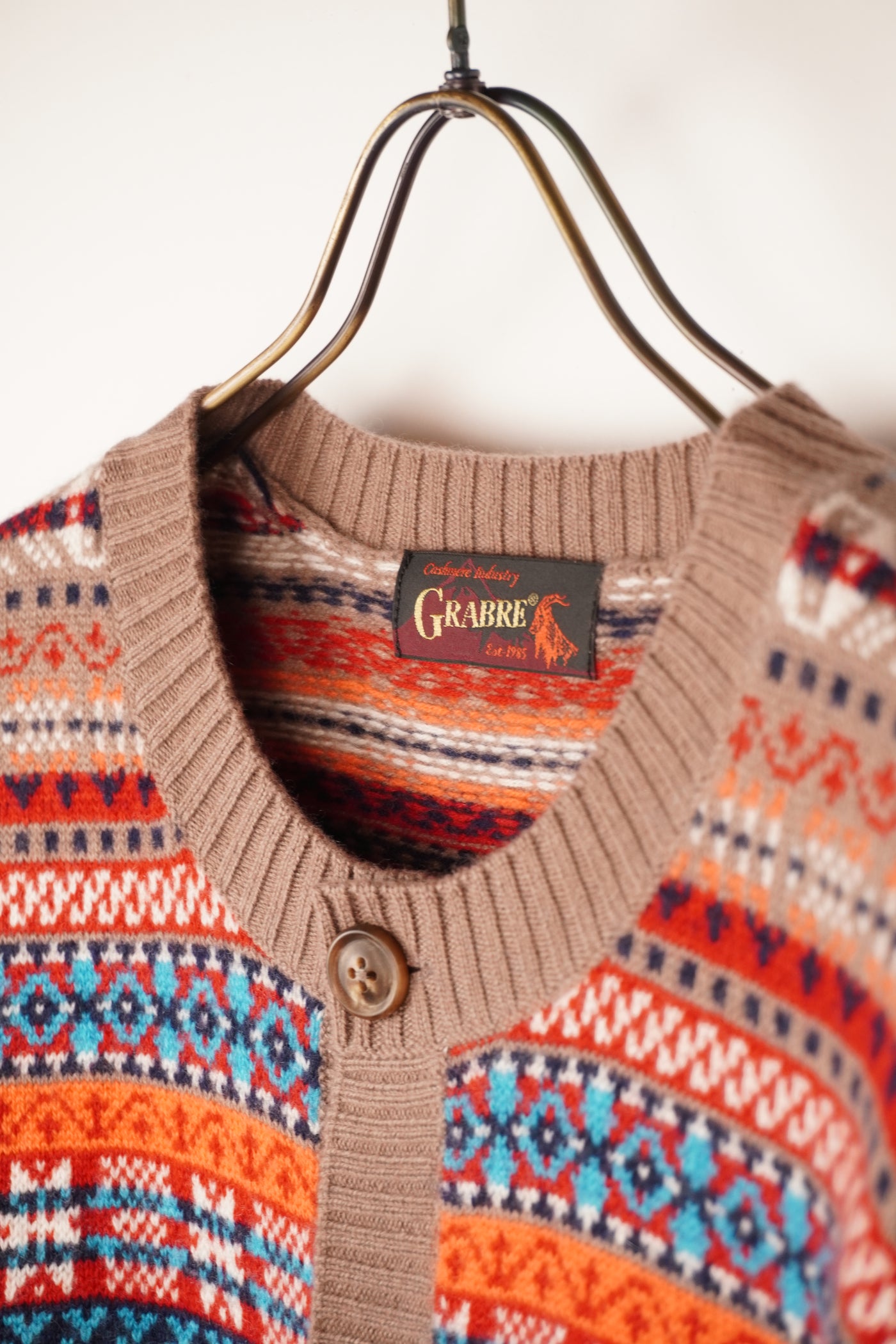 【GRABRE】25最高級カシミヤ100％フェアアイルカーディガン