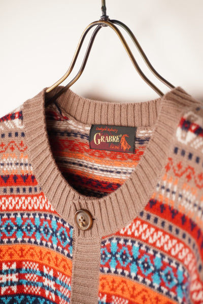 【GRABRE】25最高級カシミヤ100％フェアアイルカーディガン