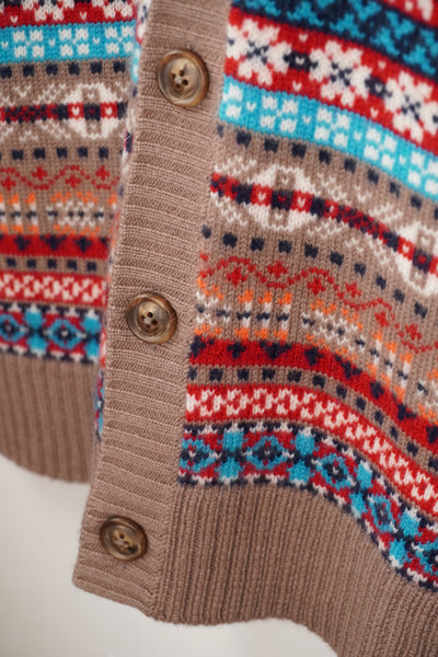 【GRABRE】25最高級カシミヤ100％フェアアイルカーディガン