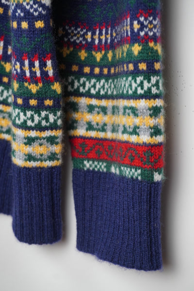 【GRABRE】25最高級カシミヤ100％フェアアイルカーディガン