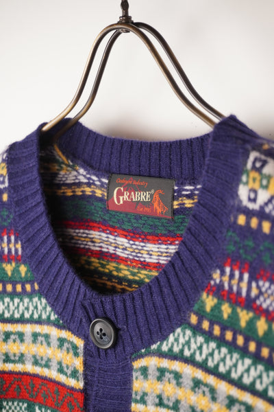 【GRABRE】25最高級カシミヤ100％フェアアイルカーディガン