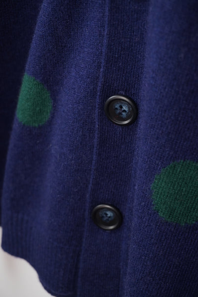 【GRABRE】25最高級カシミヤ100％ドットジャガードカーディガン