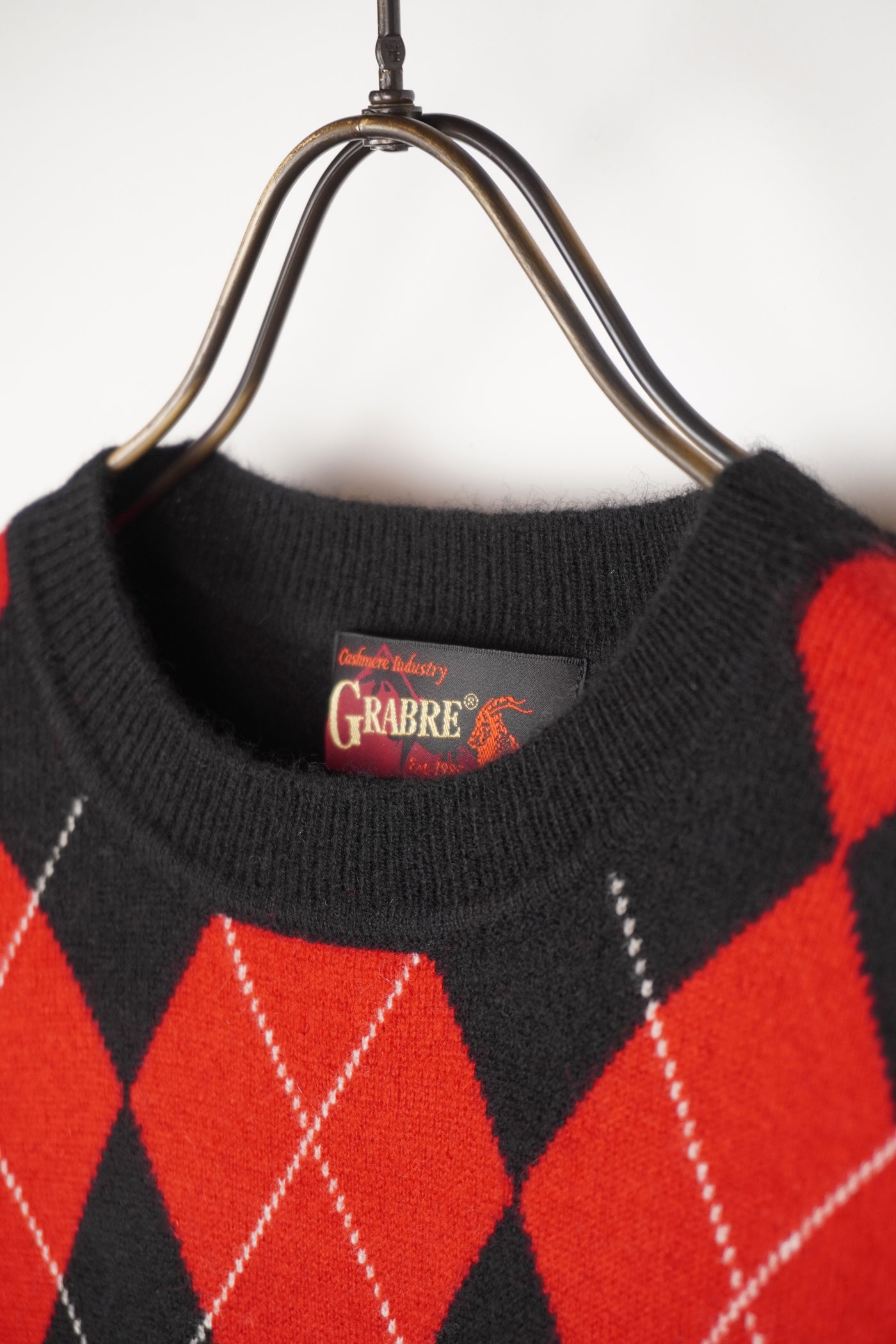 【GRABRE】25カシミヤ100％シンプルアーガイルセーター