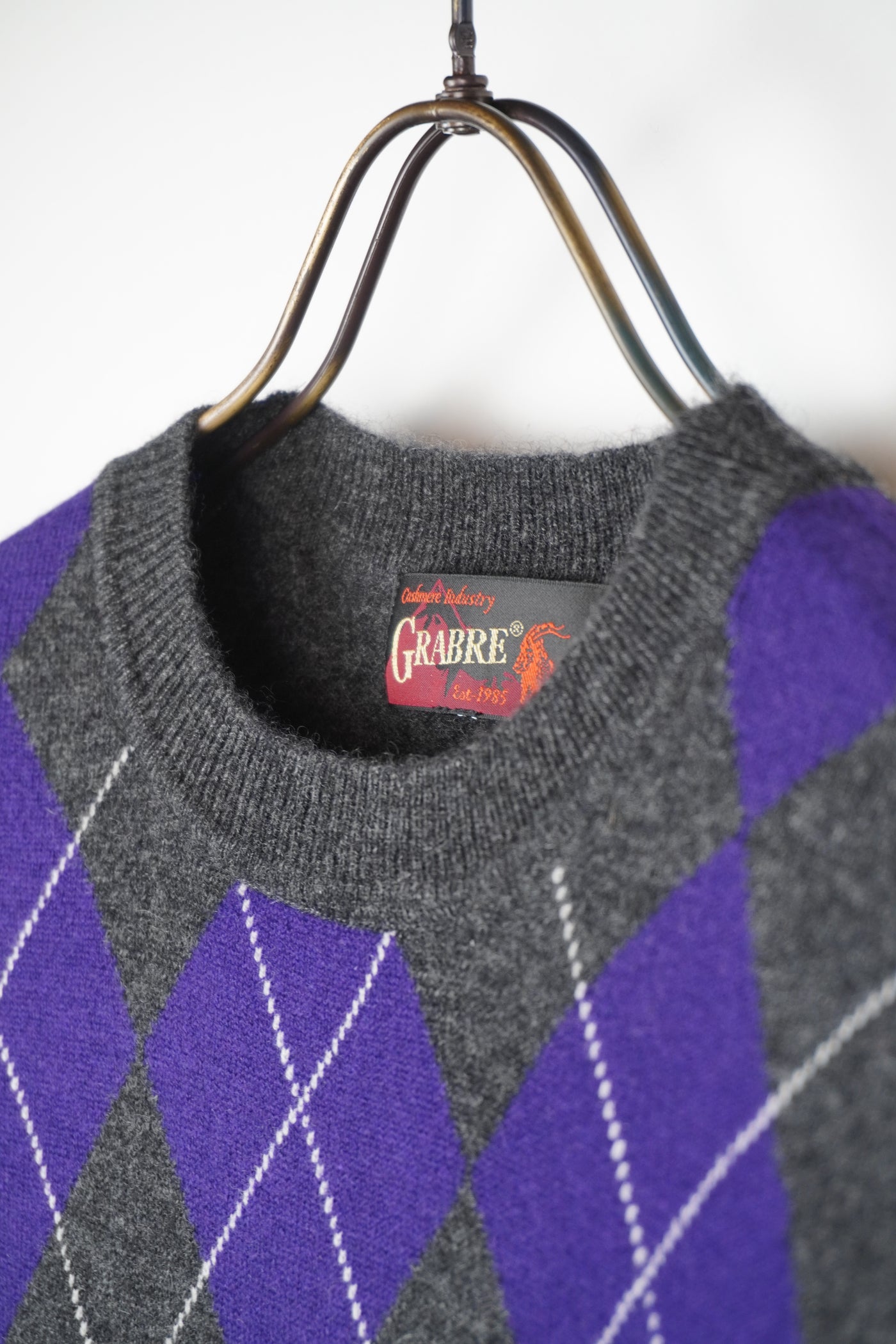 【GRABRE】25カシミヤ100％シンプルアーガイルセーター