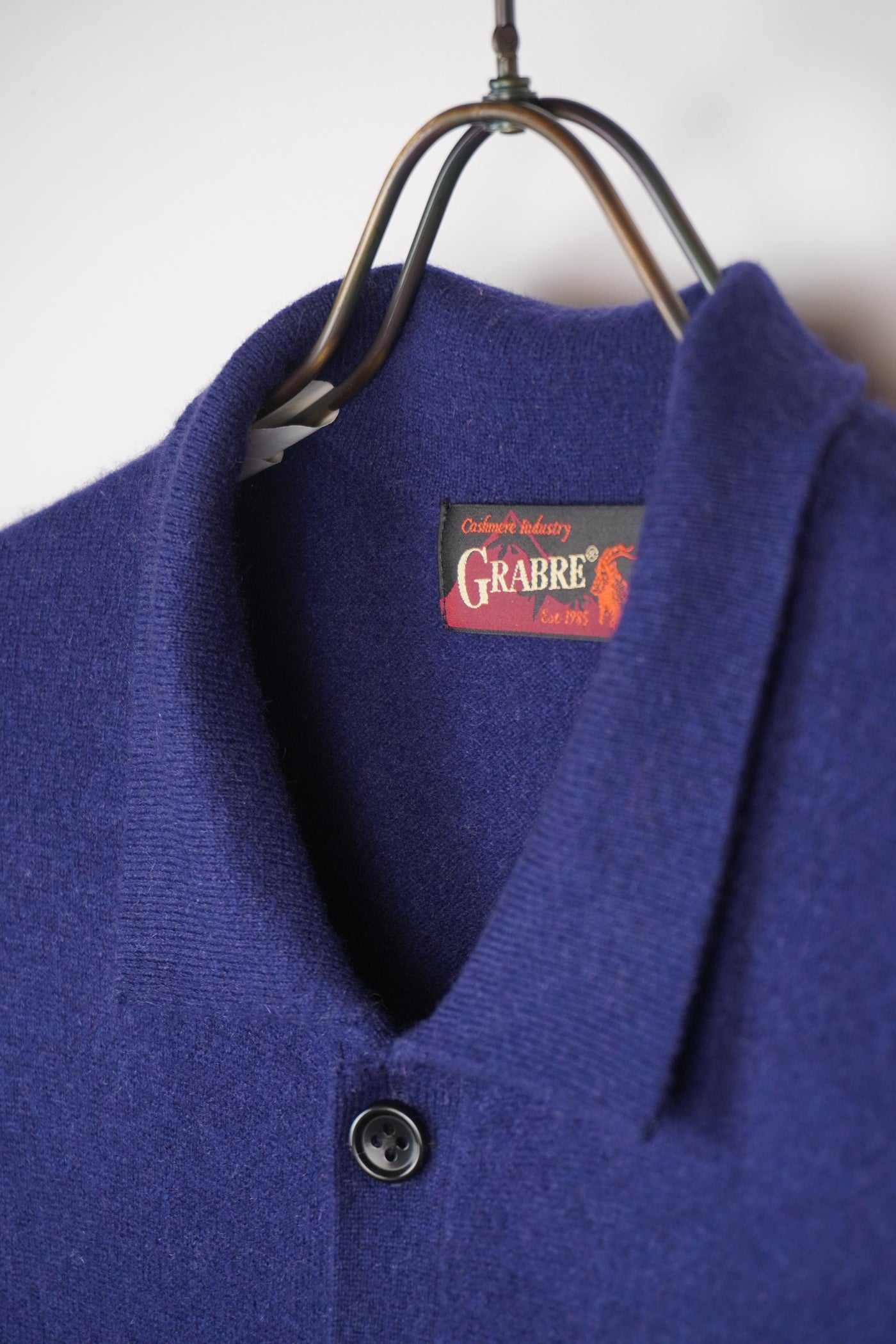 【GRABRE】25最高級カシミヤ100％ポロカラーポケットカーディガン