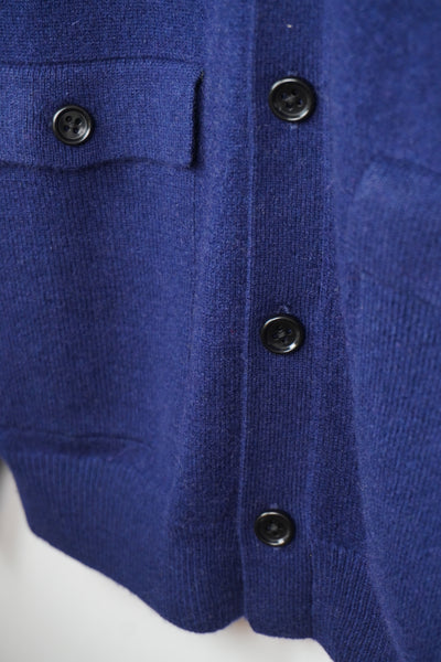 【GRABRE】25最高級カシミヤ100％ポロカラーポケットカーディガン