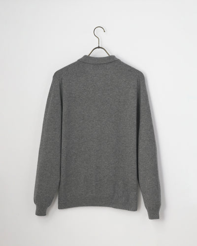 【GRABRE】25最高級カシミヤ100％ポロカラーポケットカーディガン