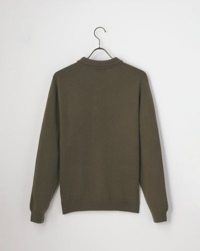 【GRABRE】25最高級カシミヤ100％ポロカラーポケットカーディガン