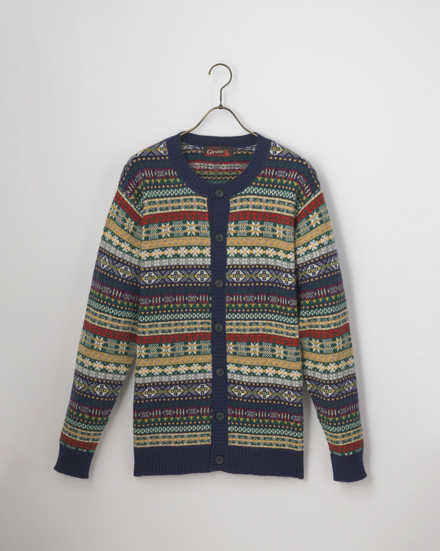 【GRABRE】25最高級カシミヤ100％フェアアイルカーディガン