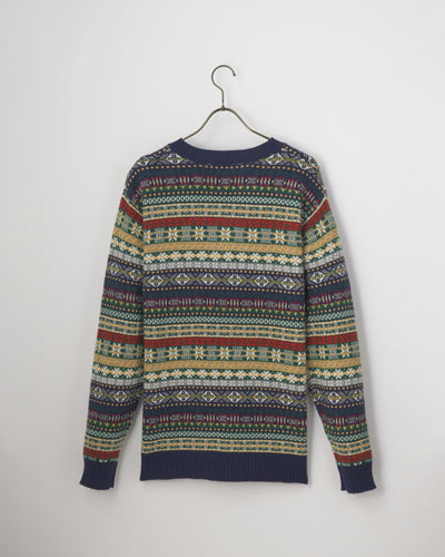 【GRABRE】25最高級カシミヤ100％フェアアイルカーディガン