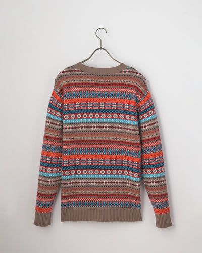 【GRABRE】25最高級カシミヤ100％フェアアイルカーディガン