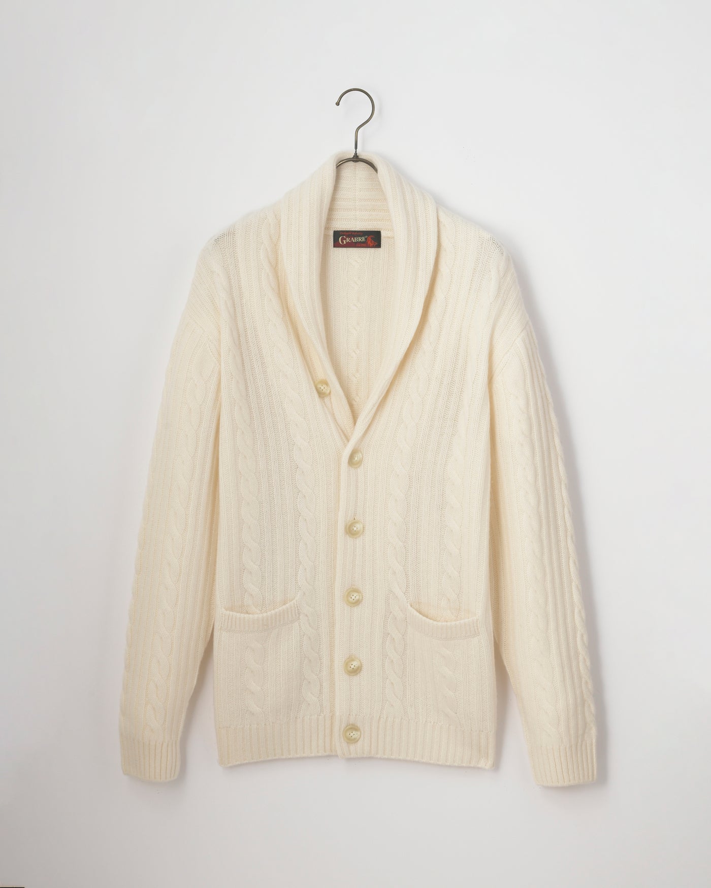 【GRABRE】25最高級カシミヤ100％ショールカラーカーディガン