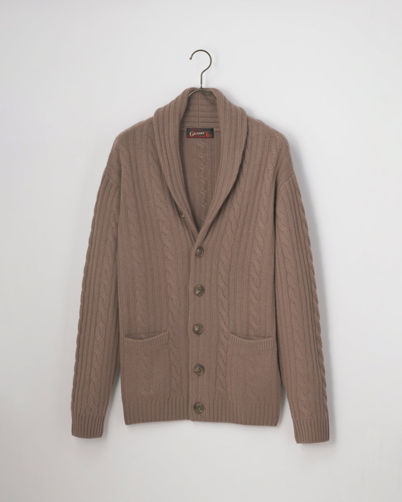 【GRABRE】25最高級カシミヤ100％ショールカラーカーディガン