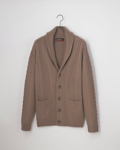 【GRABRE】25最高級カシミヤ100％ショールカラーカーディガン