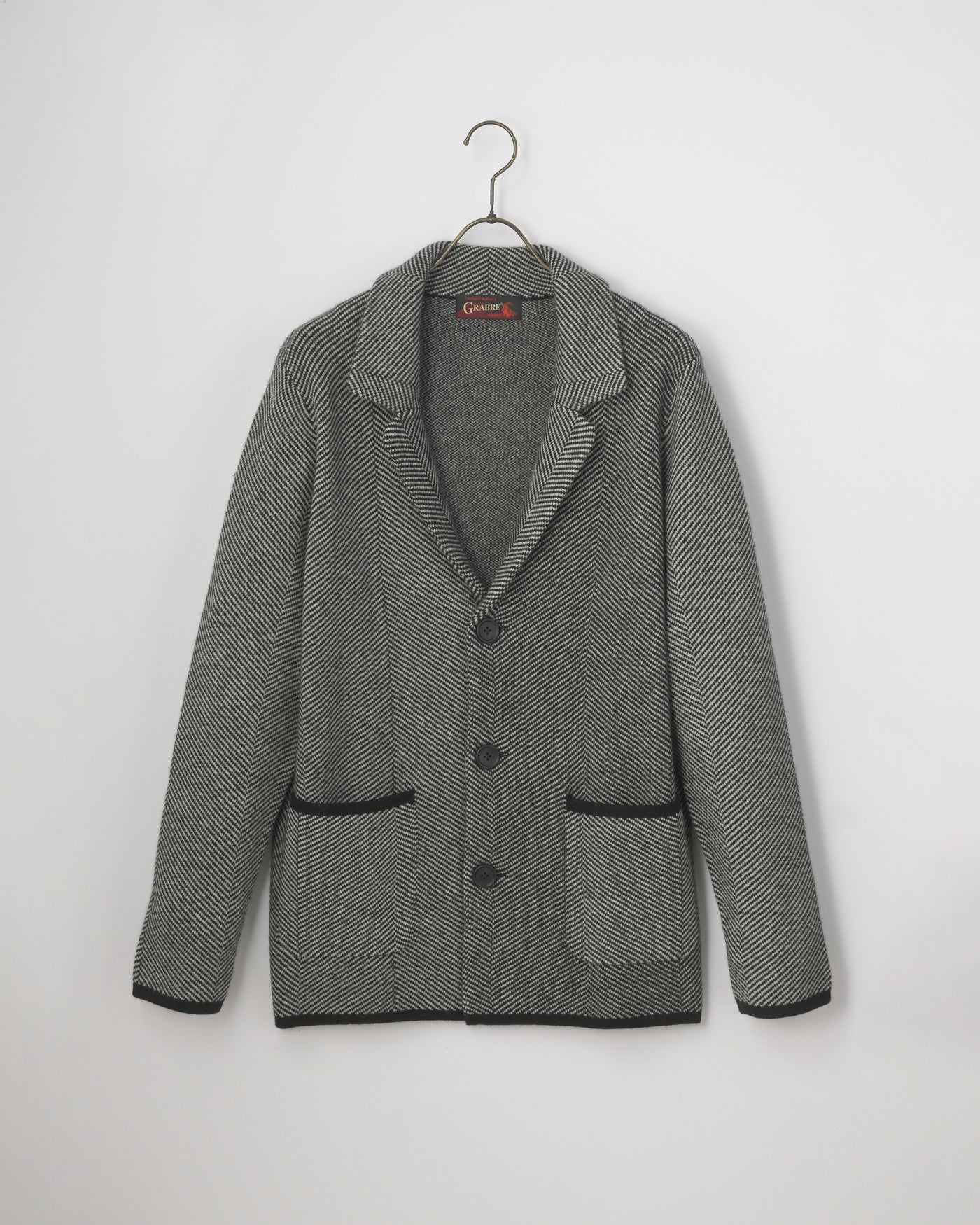 【GRABRE】25最高級カシミヤ100％ヘリンボーンカーディガン