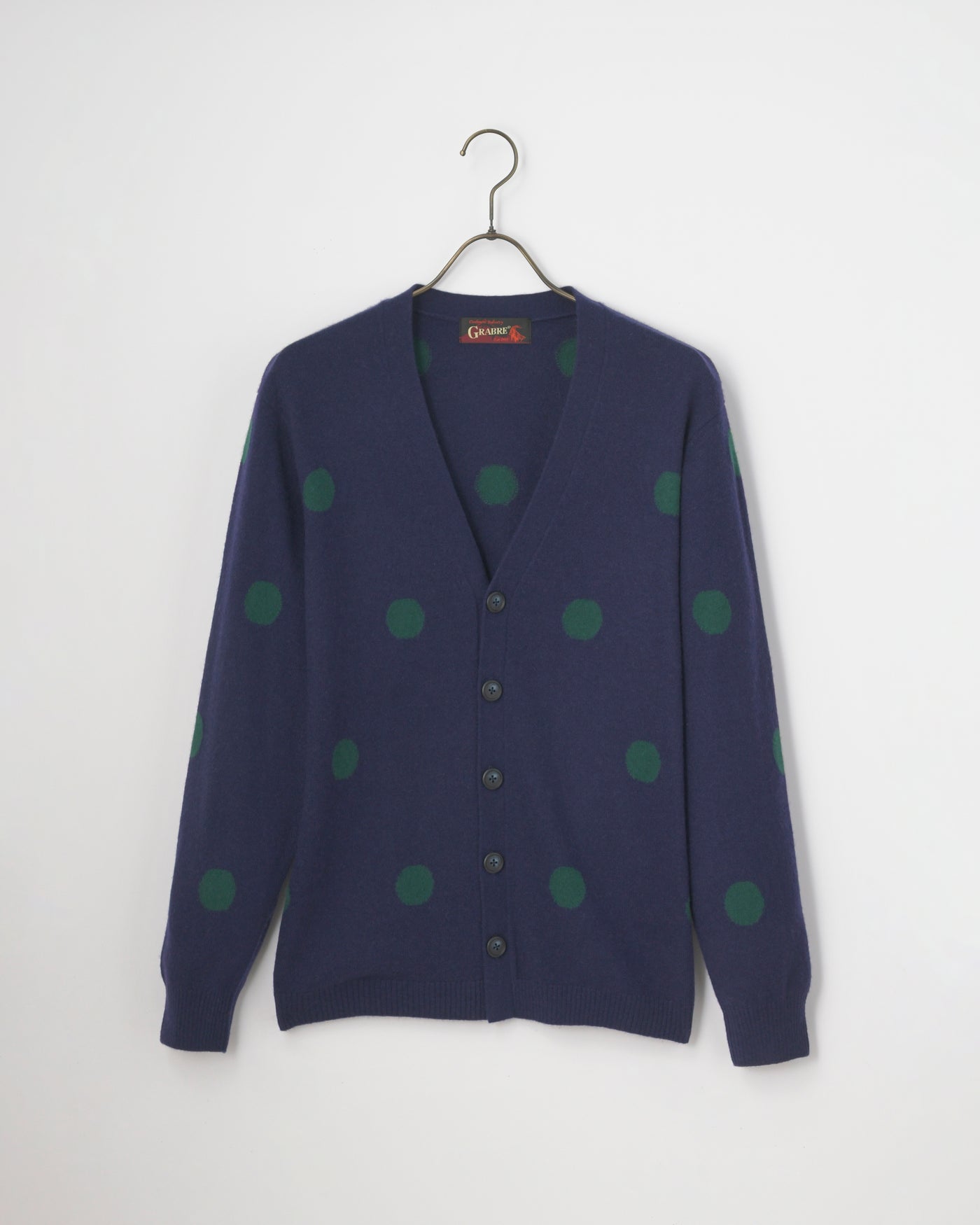 【GRABRE】25最高級カシミヤ100％ドットジャガードカーディガン