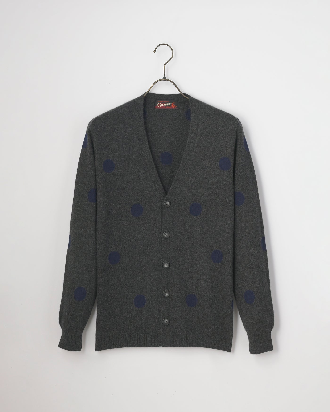 【GRABRE】25最高級カシミヤ100％ドットジャガードカーディガン